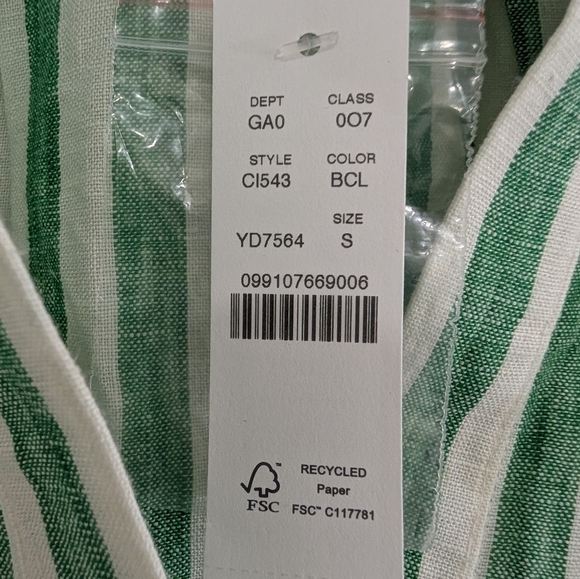 J.Crew NWT Green Striped Cabana Linen Top S Coastal Preppy Spring Minimalist - Picture 6 of 8